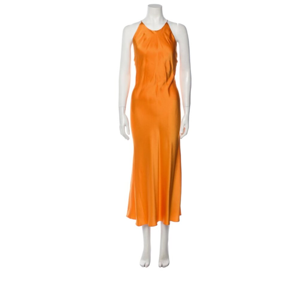 Orange Rosetta Getty Crew Neck Long Dress (XXS)